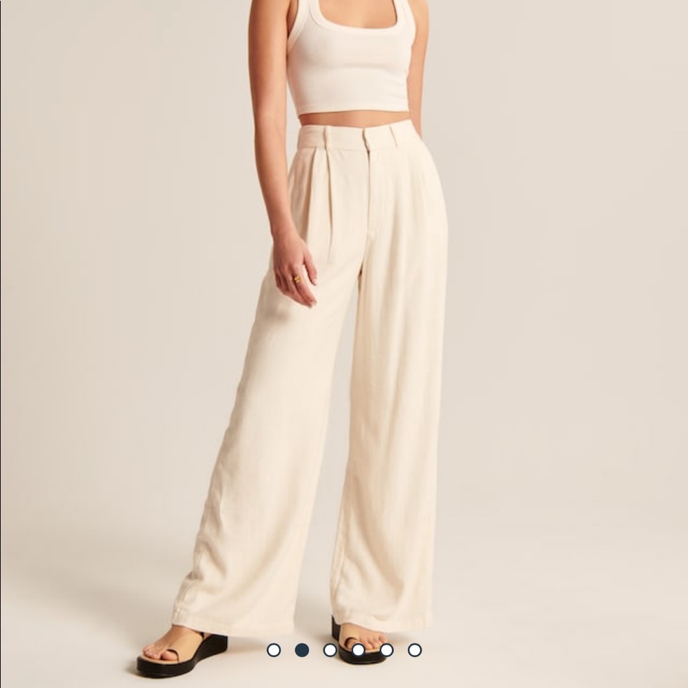 NWOT Abercrombie linen blend wide leg pants